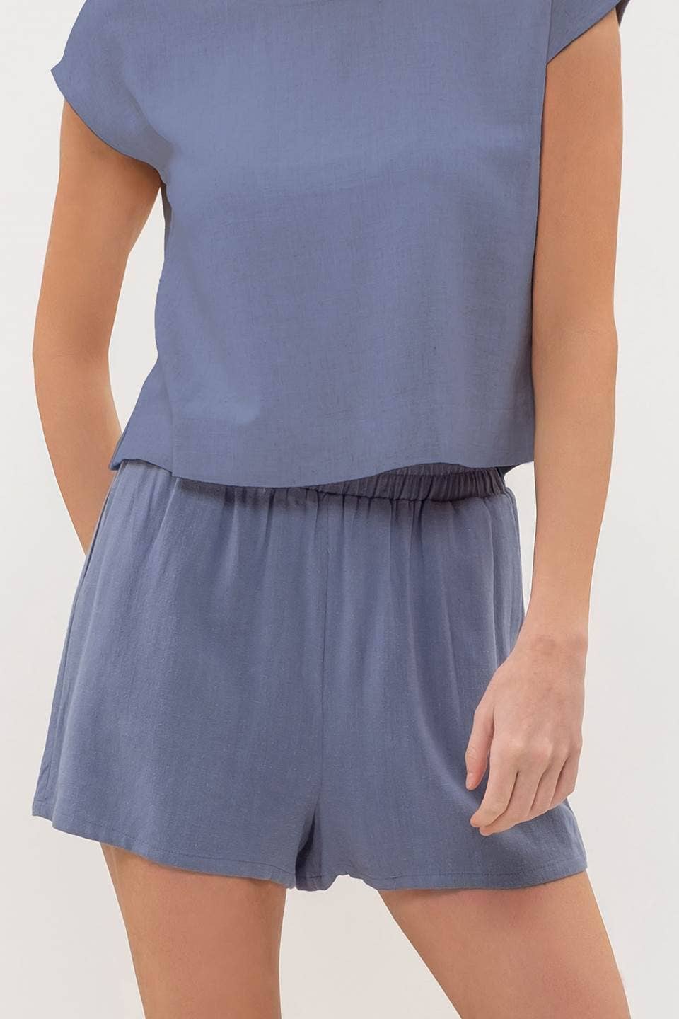 Linen Blend High Waist Mini Short