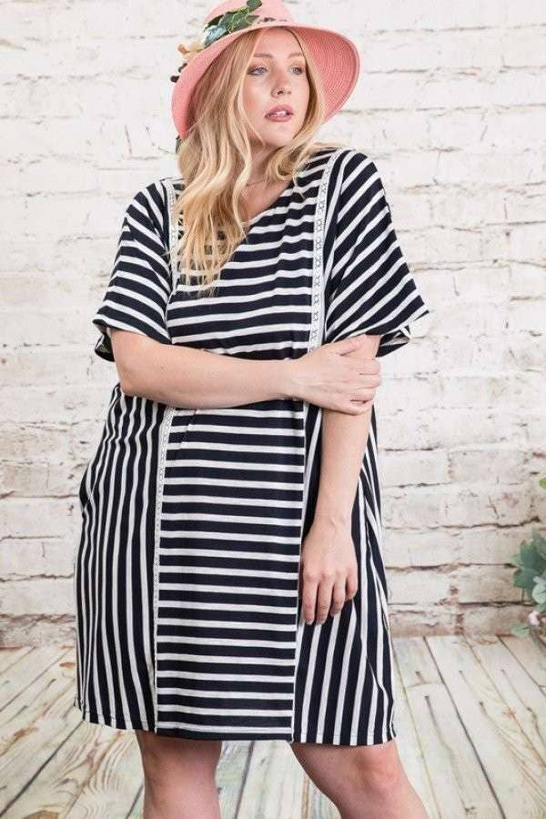 PL STRIPED DOLMAN DRESS