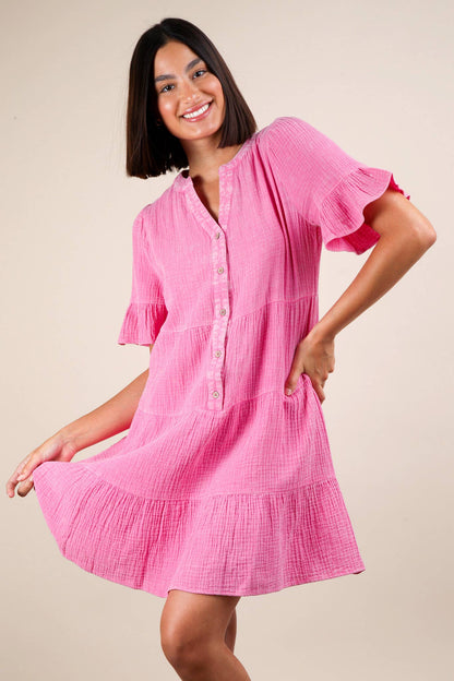 Bell Sleeve Woven Mini Dress