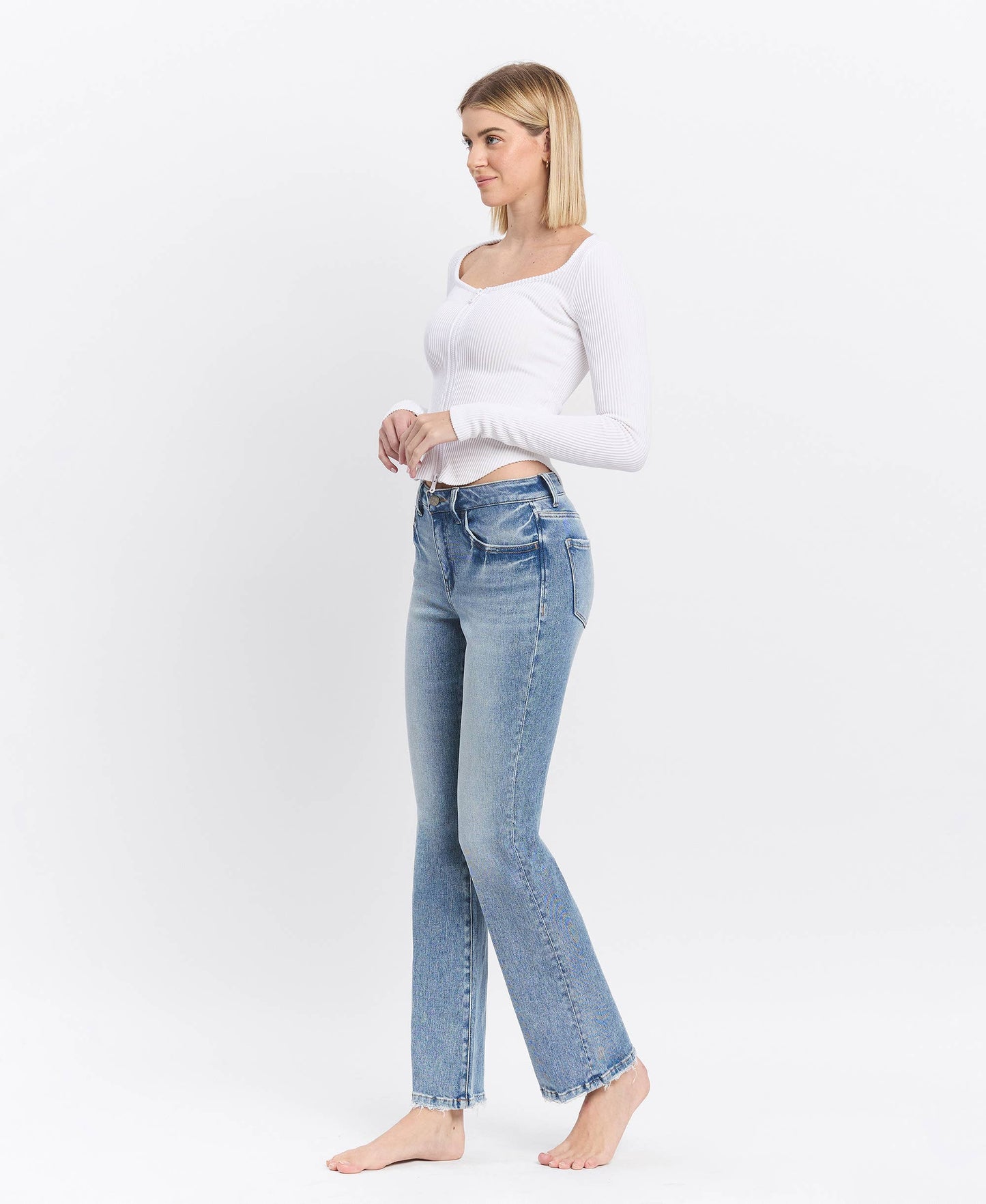 Glamour HIGH RISE FULL LENGTH BOOTCUT JEANS T6573