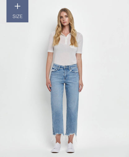 Fondly PLUS SIZE HIGH RISE REGULAR STRAIGHT JEANS T6478-P