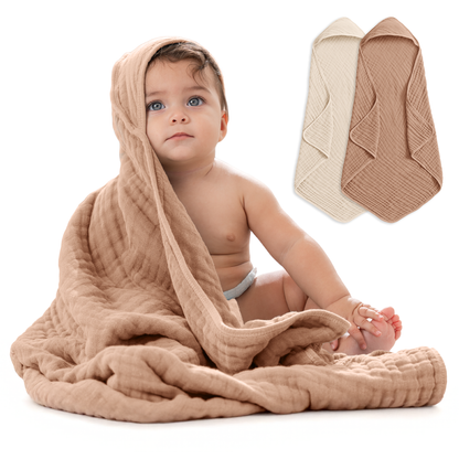 Baby Hooded Towels 6 Layer Muslin Cotton Towel for Kids