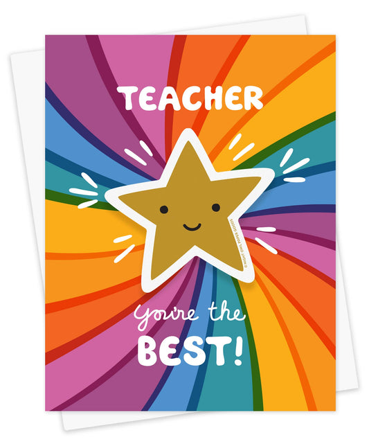 Best Teacher Sticker Card