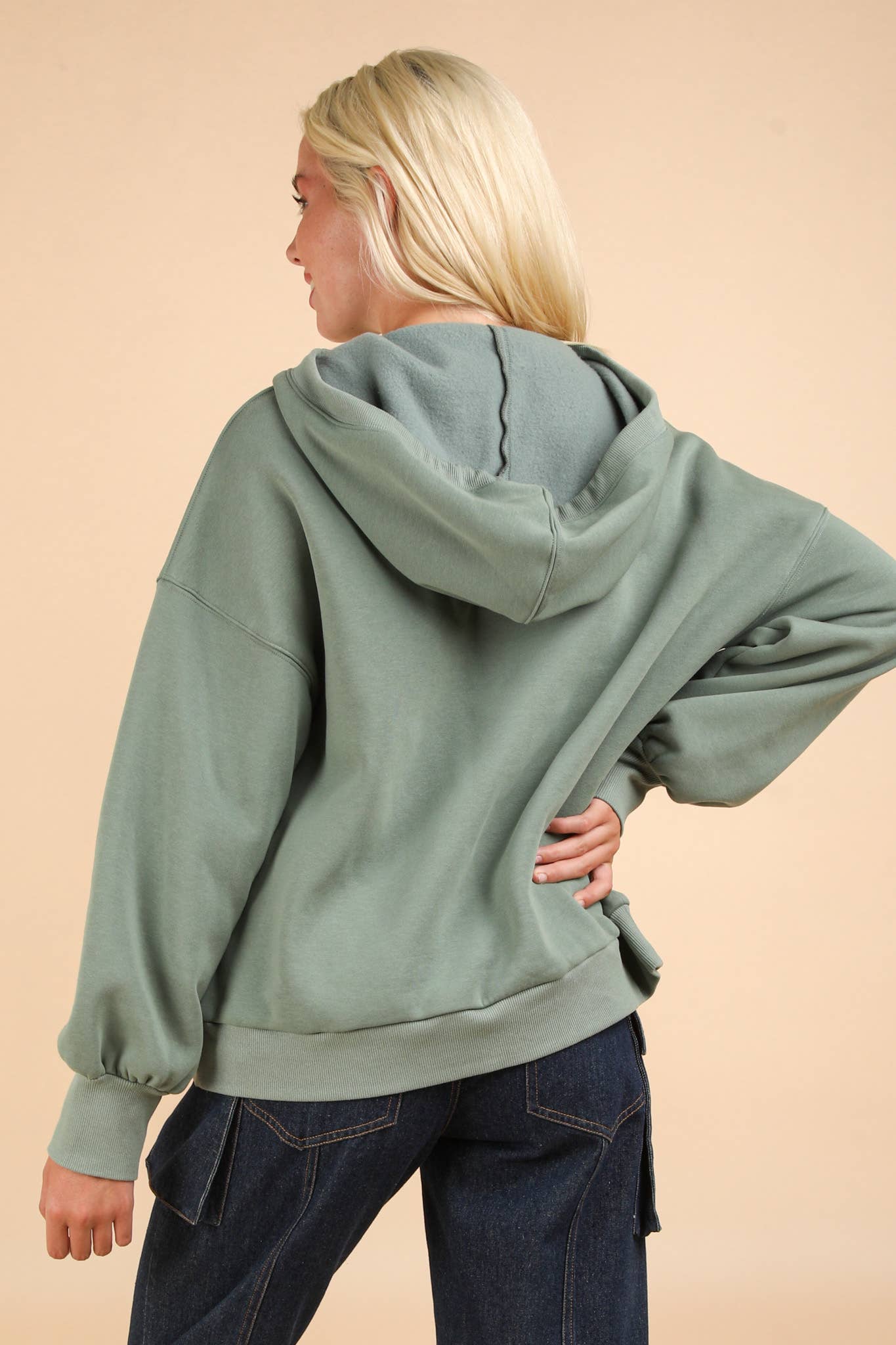 Oversized Half Zip Up Knit Casual Hoodie