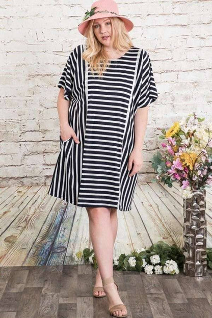 PL STRIPED DOLMAN DRESS