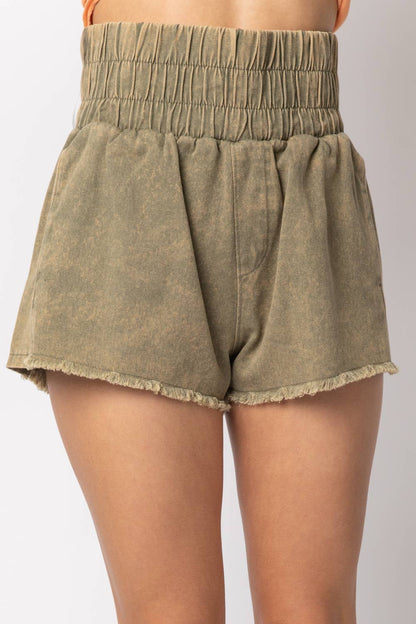 Hi-Waist Twill Shorts