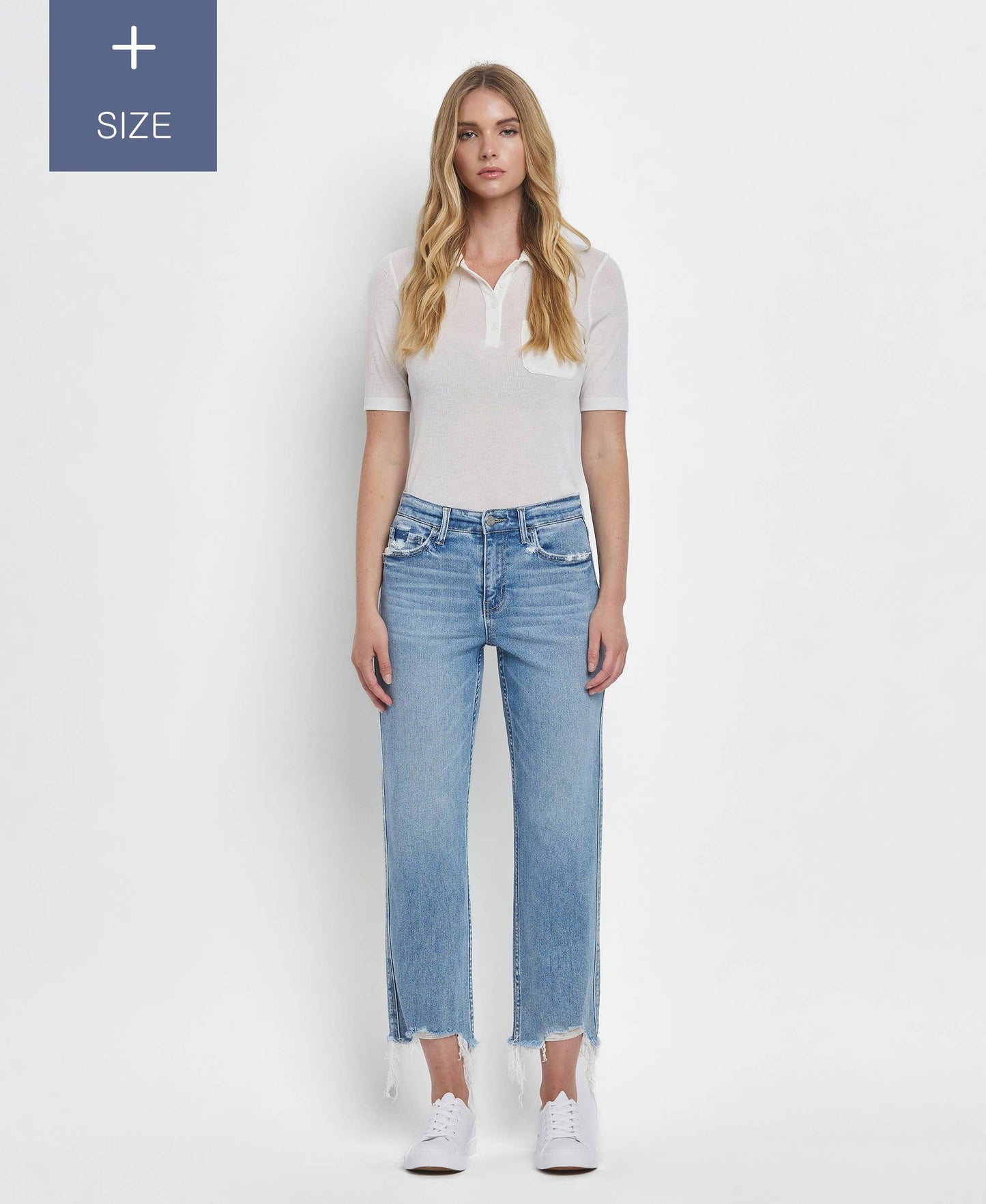 Fondly PLUS SIZE HIGH RISE REGULAR STRAIGHT JEANS T6478-P