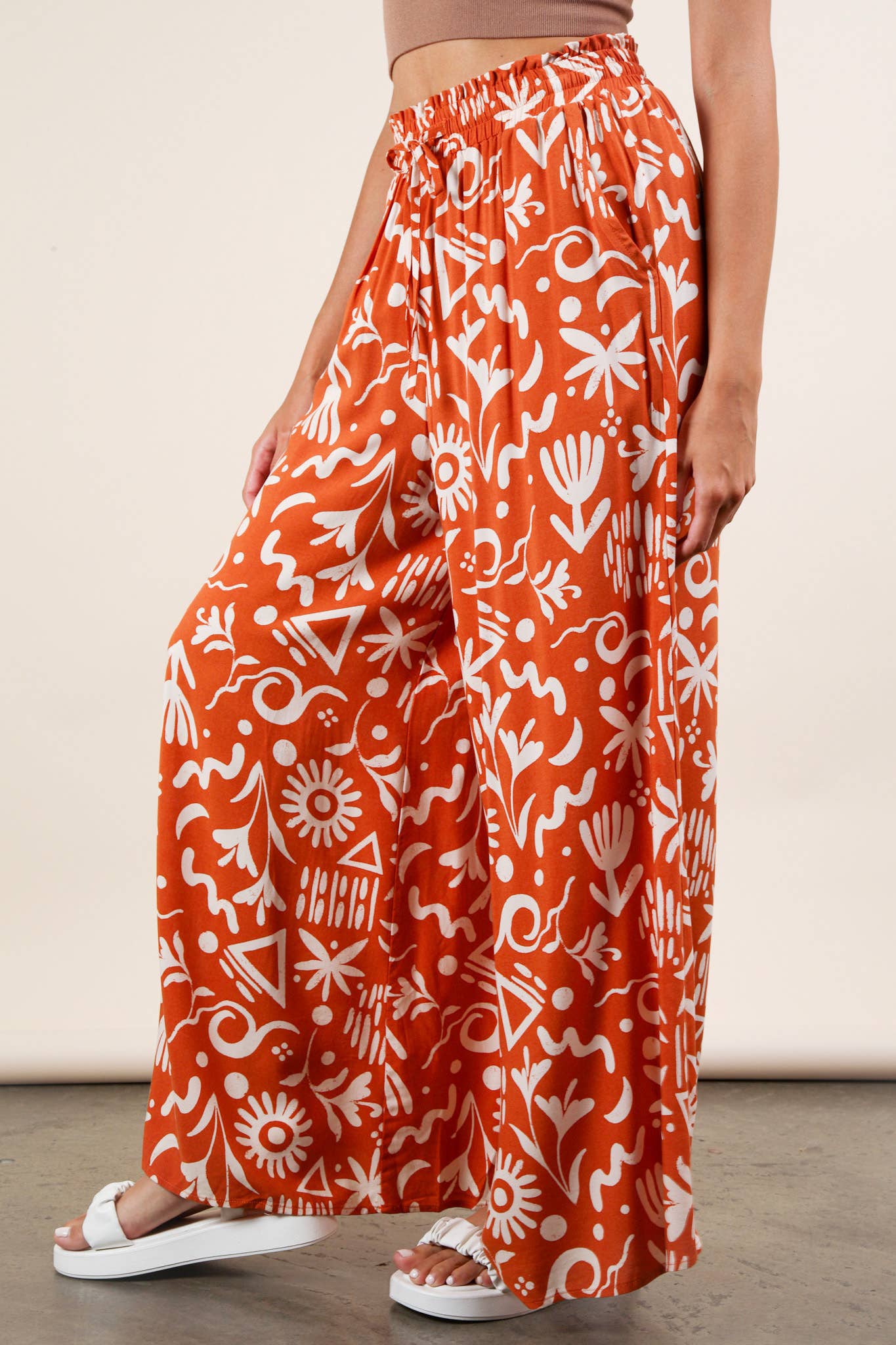 PL Printed Wide Leg Pants