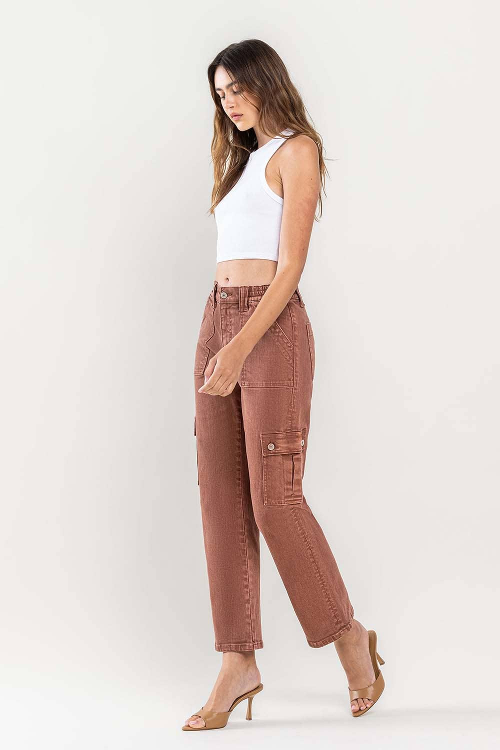 Dixie HIGH RISE PATCH POCKET CARGO STRAIGHT JEANS
