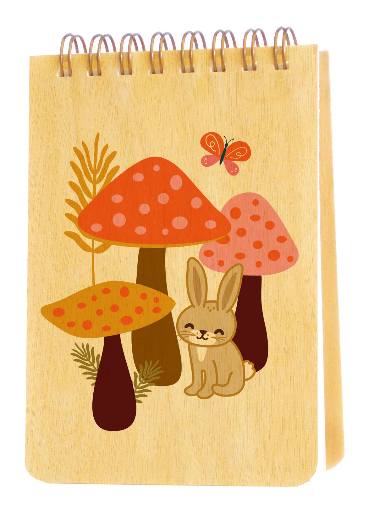 Rabbit Mushrooms Wood Mini Notepad
