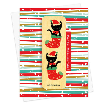 Stocking Cats Bookmark Holiday Card