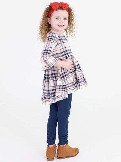 Homegrown Harvest Plaid High Low Ruffle Tunic