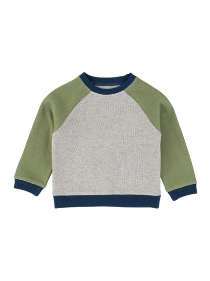 Heather Gray Color Block Knit Raglan Sweatshirt