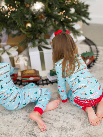 Ruffle Winter Express Bamboo Pajama Set