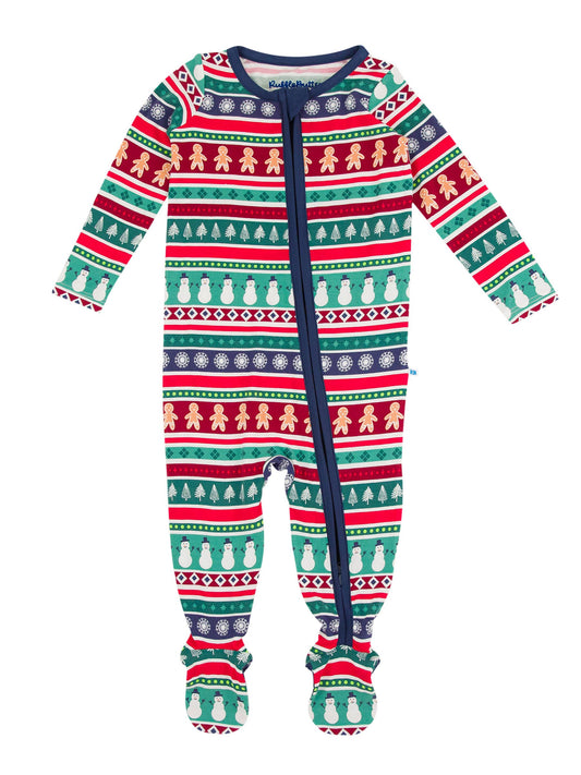 Fair Isle Friends Bamboo Footed One Piece Pajama