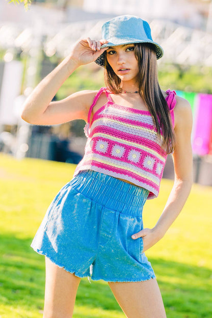 Hi-Waist Twill Shorts
