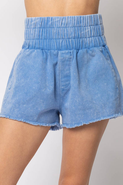 Hi-Waist Twill Shorts