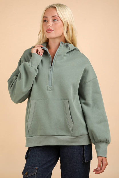 Oversized Half Zip Up Knit Casual Hoodie