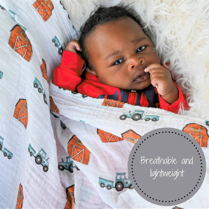 Farm How We Roll Baby Swaddle Blanket