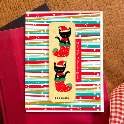 Stocking Cats Bookmark Holiday Card