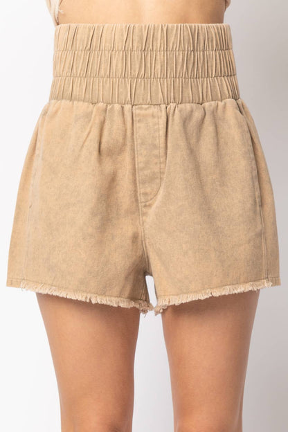 Hi-Waist Twill Shorts