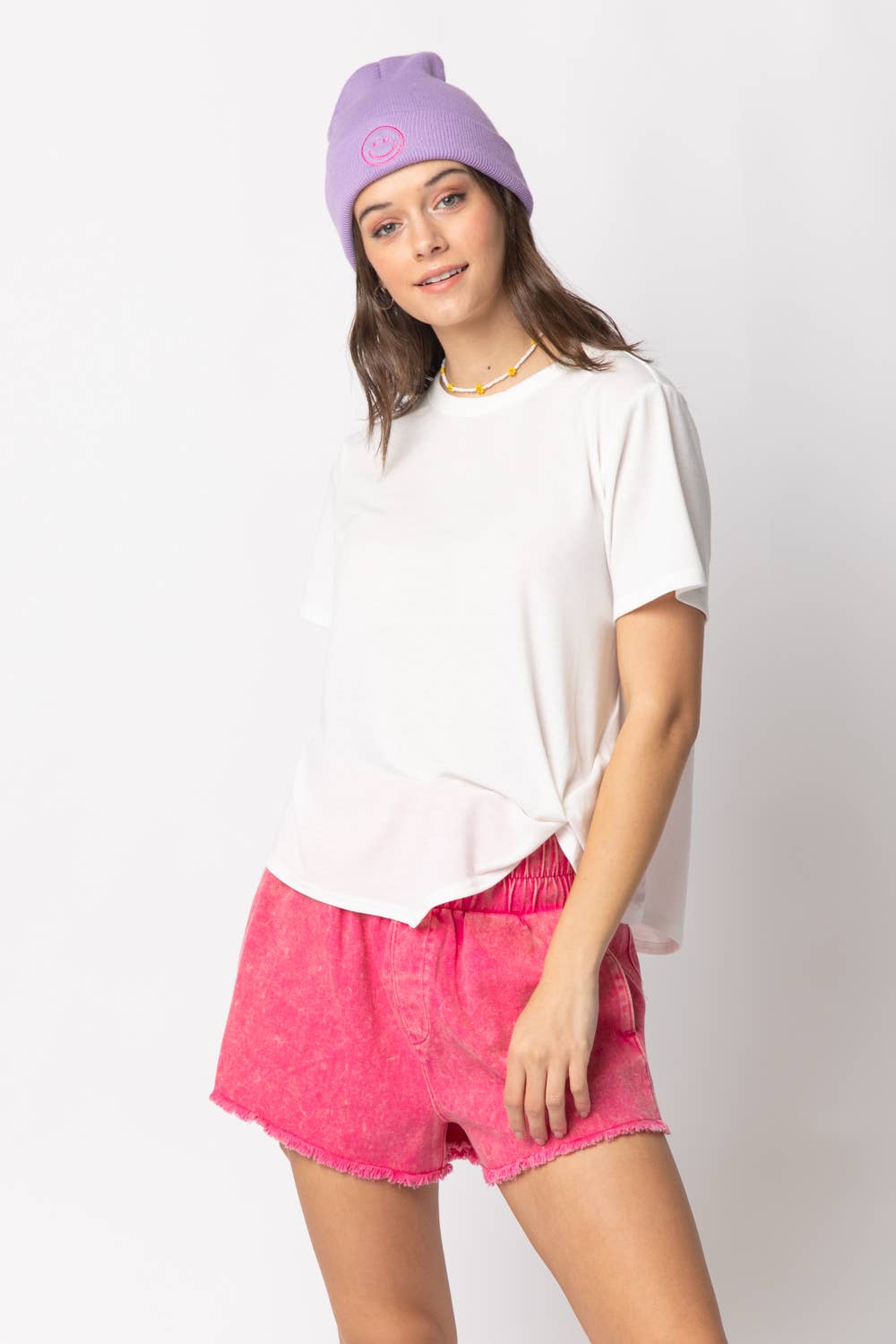 Hi-Waist Twill Shorts
