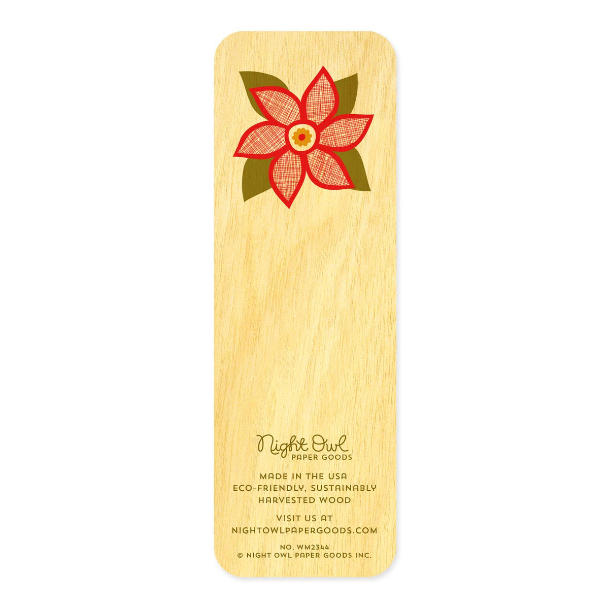 Poinsettias Holiday Mini Wood Bookmark