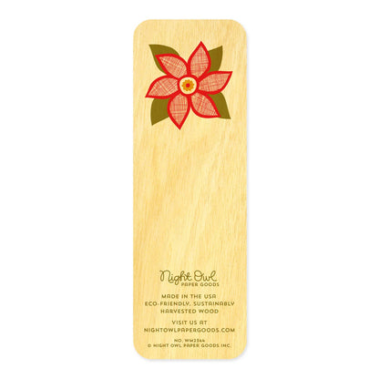 Poinsettias Holiday Mini Wood Bookmark