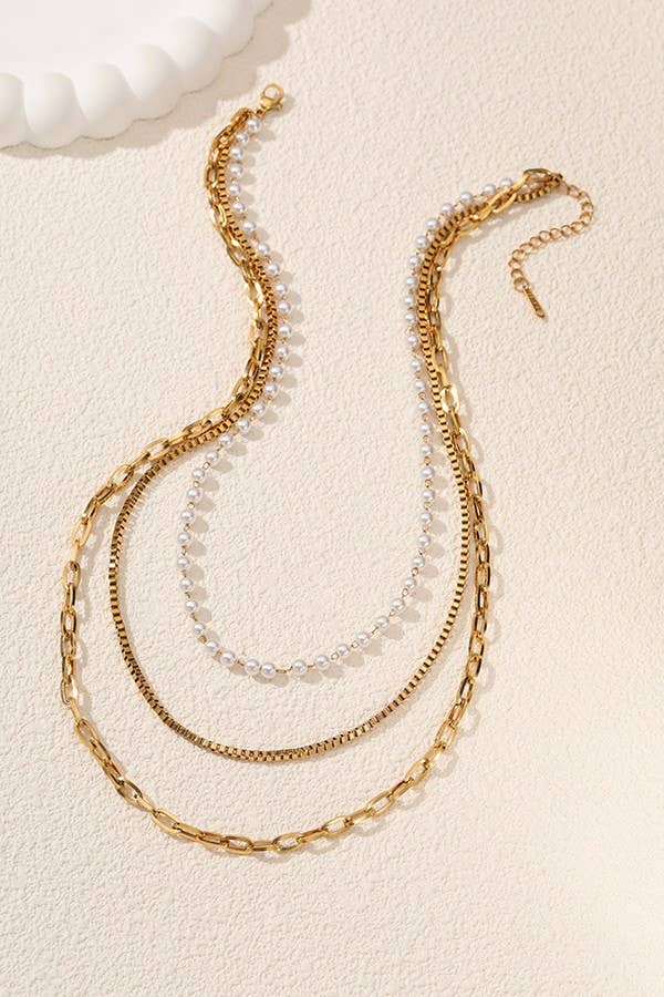 18K STAINLESS STEEL TARNISH FREE LAYERED NECKLACE