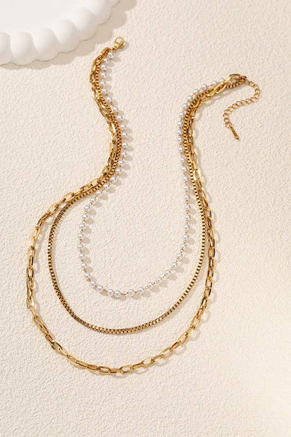18K STAINLESS STEEL TARNISH FREE LAYERED NECKLACE