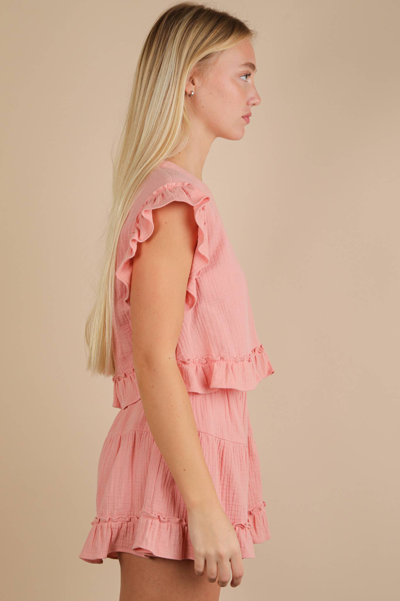 Ruffled Woven Top Set