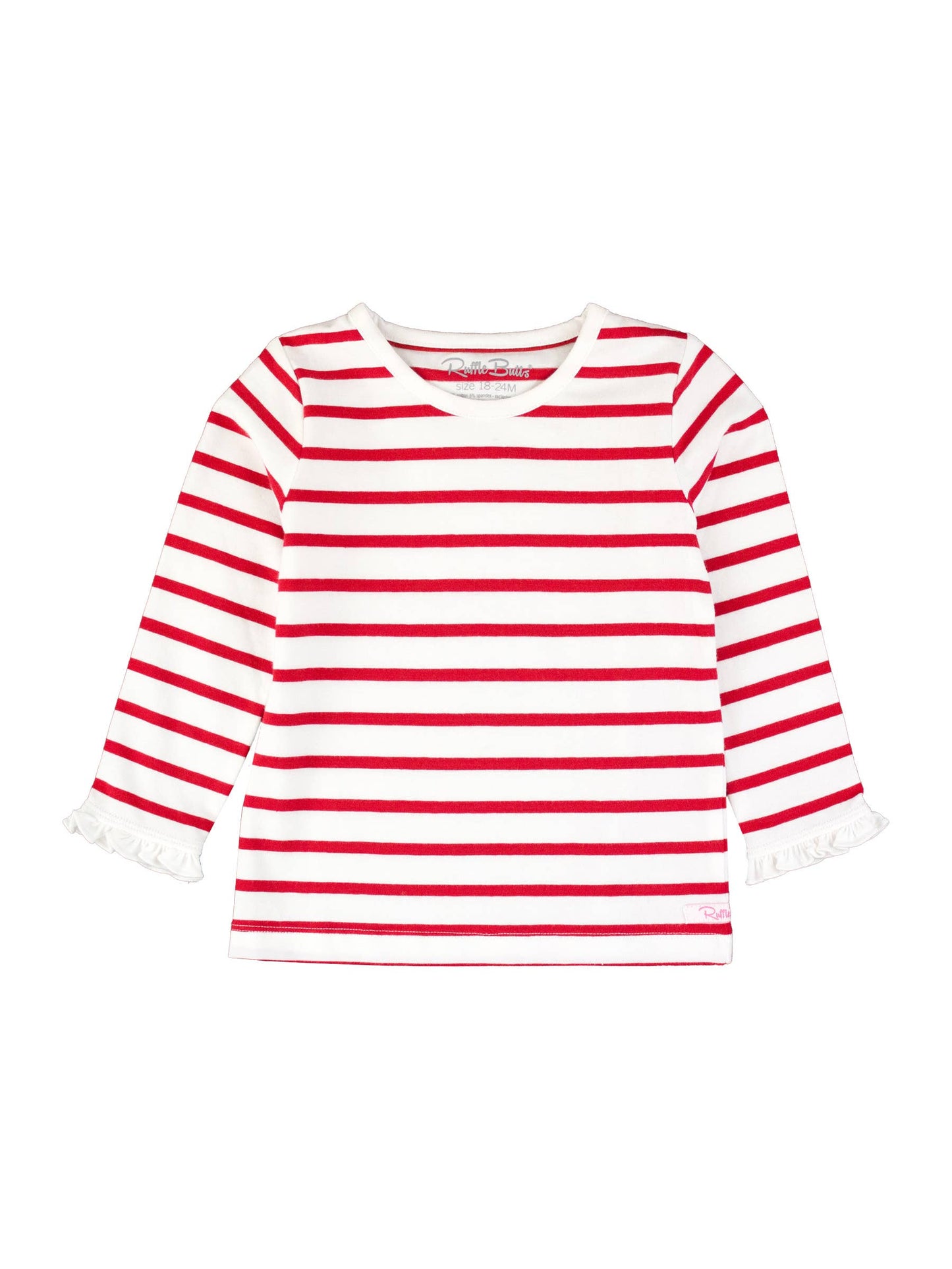 Red & White Stripe Knit Ruffle Sleeve Top