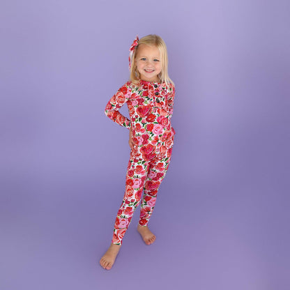 Rose Ruffle Two Piece Bamboo Toddler Outfit