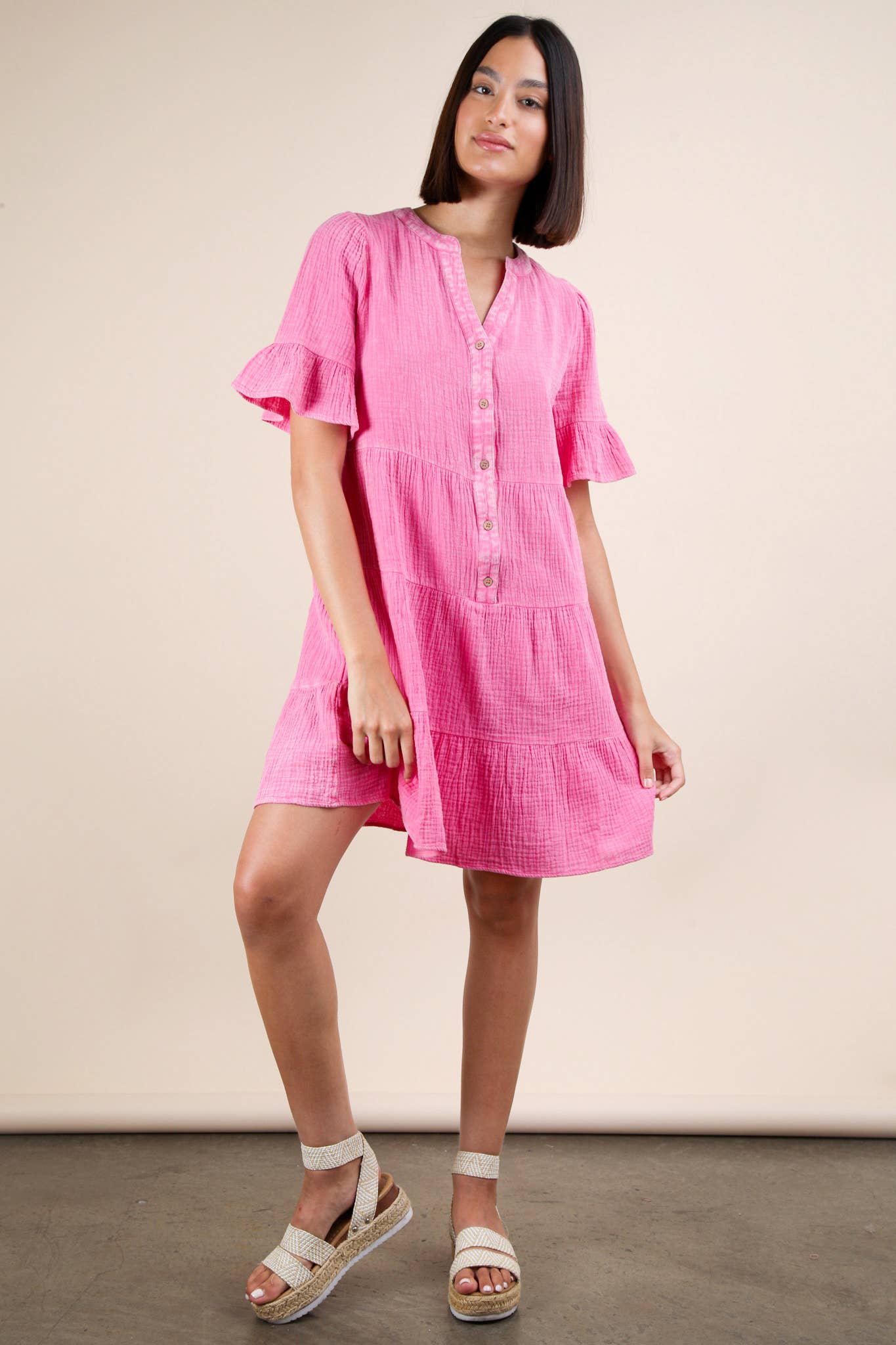 Bell Sleeve Woven Mini Dress