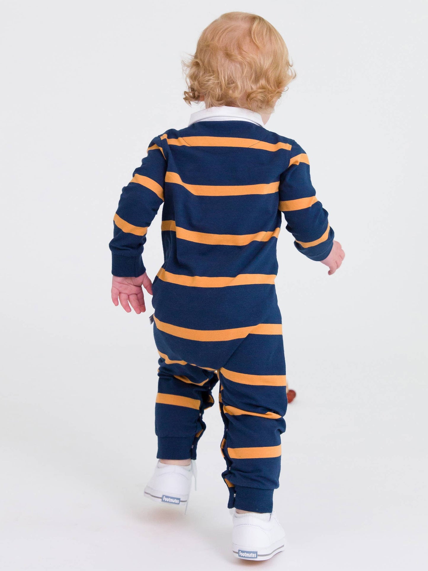 Navy & Honey Stripe Rugby Polo Romper