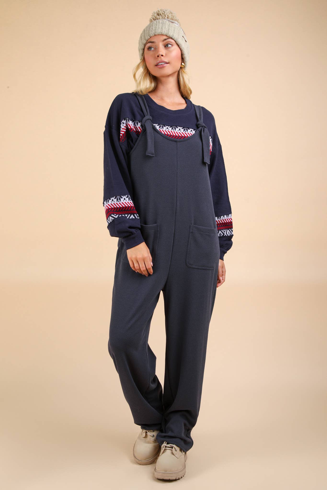 Knit Jumpsuit with Front Patch Pockets