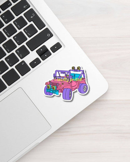 90s Girl Pink Jeep "Totally Paused" Vinyl Sticker