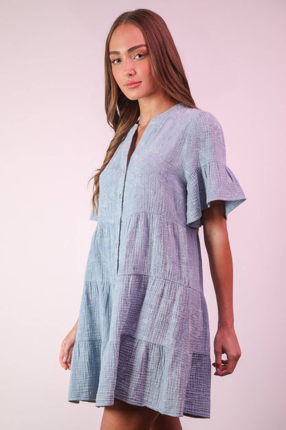 Bell Sleeve Woven Mini Dress
