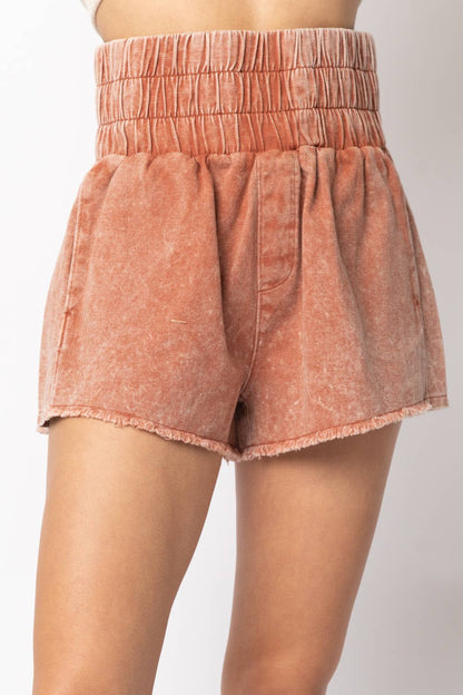Hi-Waist Twill Shorts