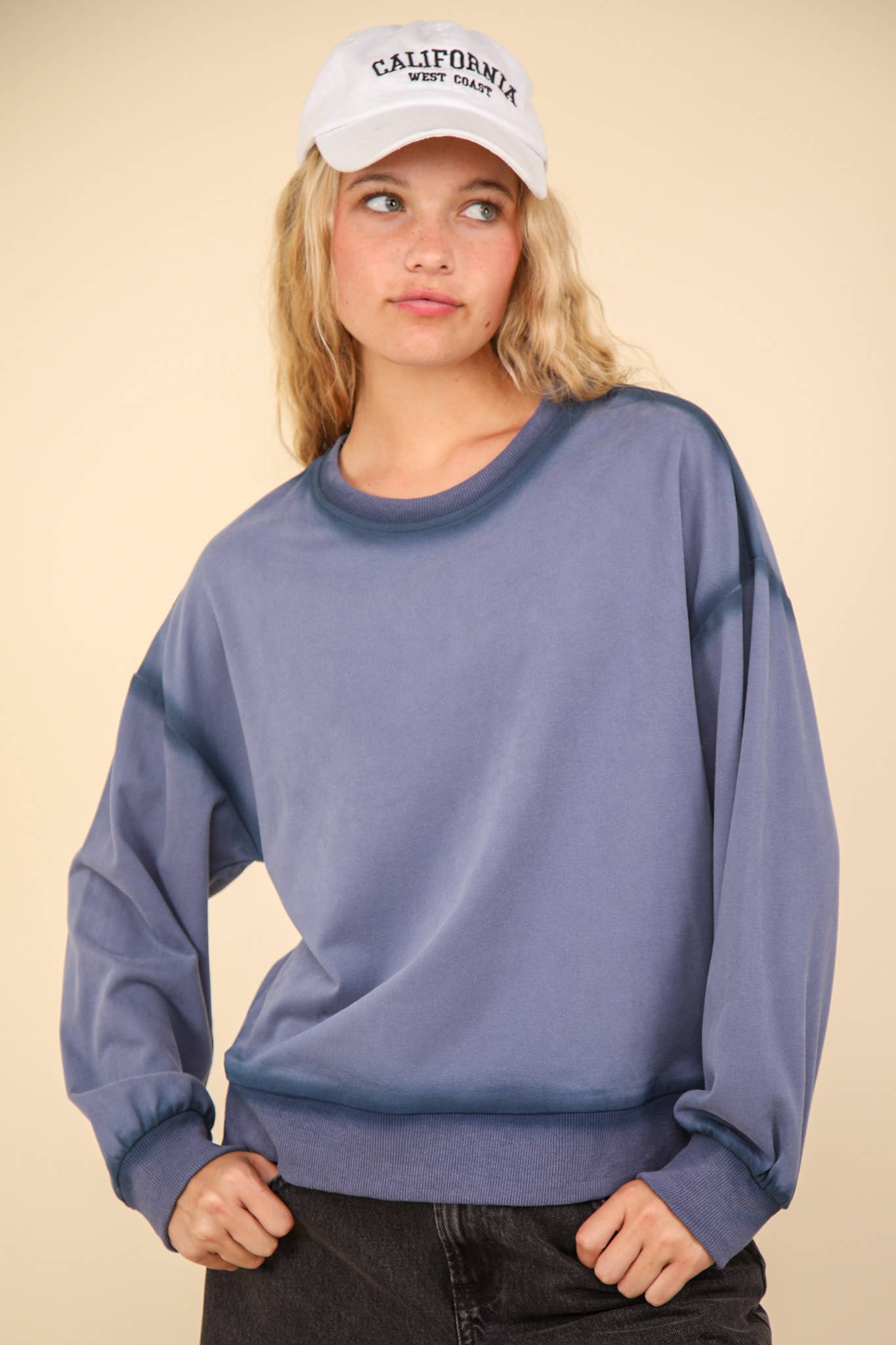 Contrast Spray Detail Oversized Sweat Shirt