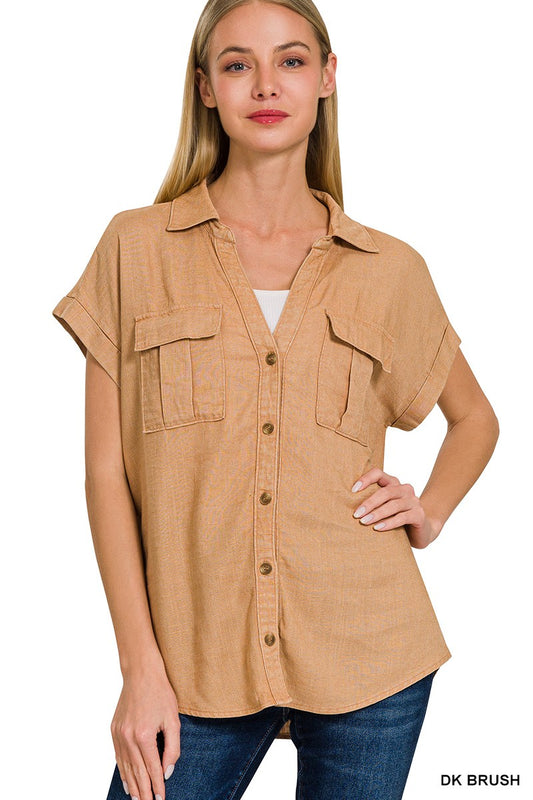 Brush Linen Button Down