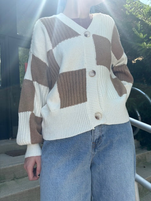Coffee & Ivory Textured Cardigan