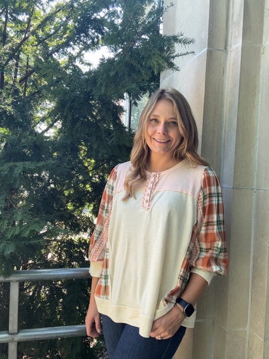 Pink Plaid Henley