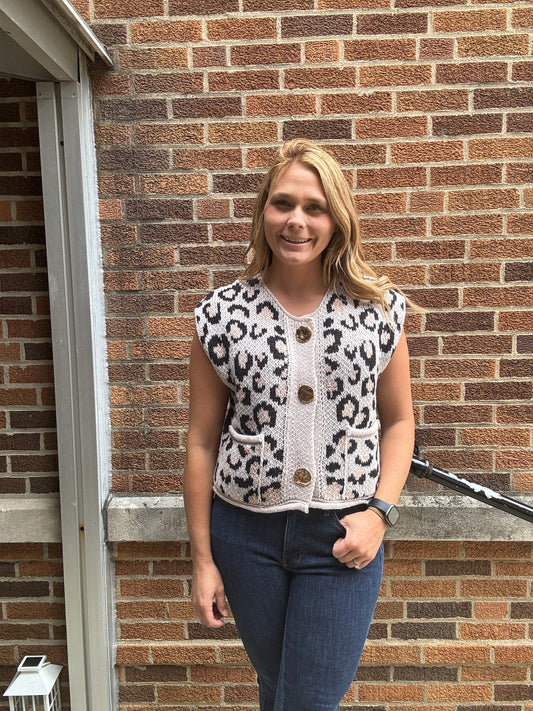 Leopard Cardi Vest