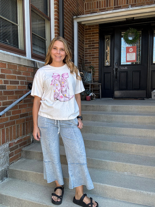 Mineral Washed Terry Wide Leg Pants