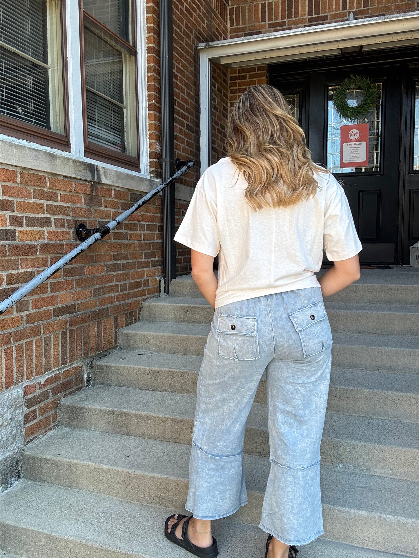 Mineral Washed Terry Wide Leg Pants