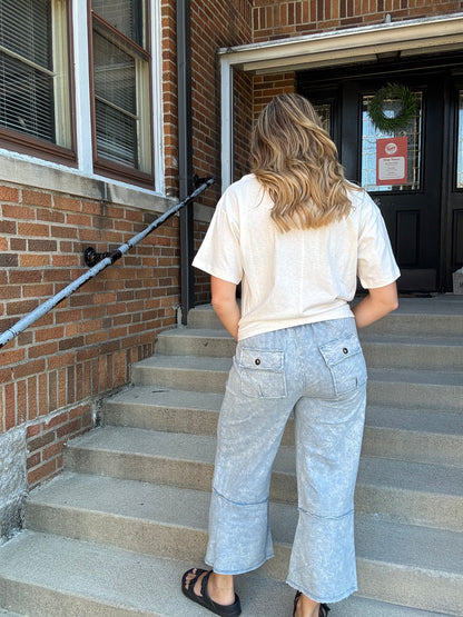 Mineral Washed Terry Wide Leg Pants