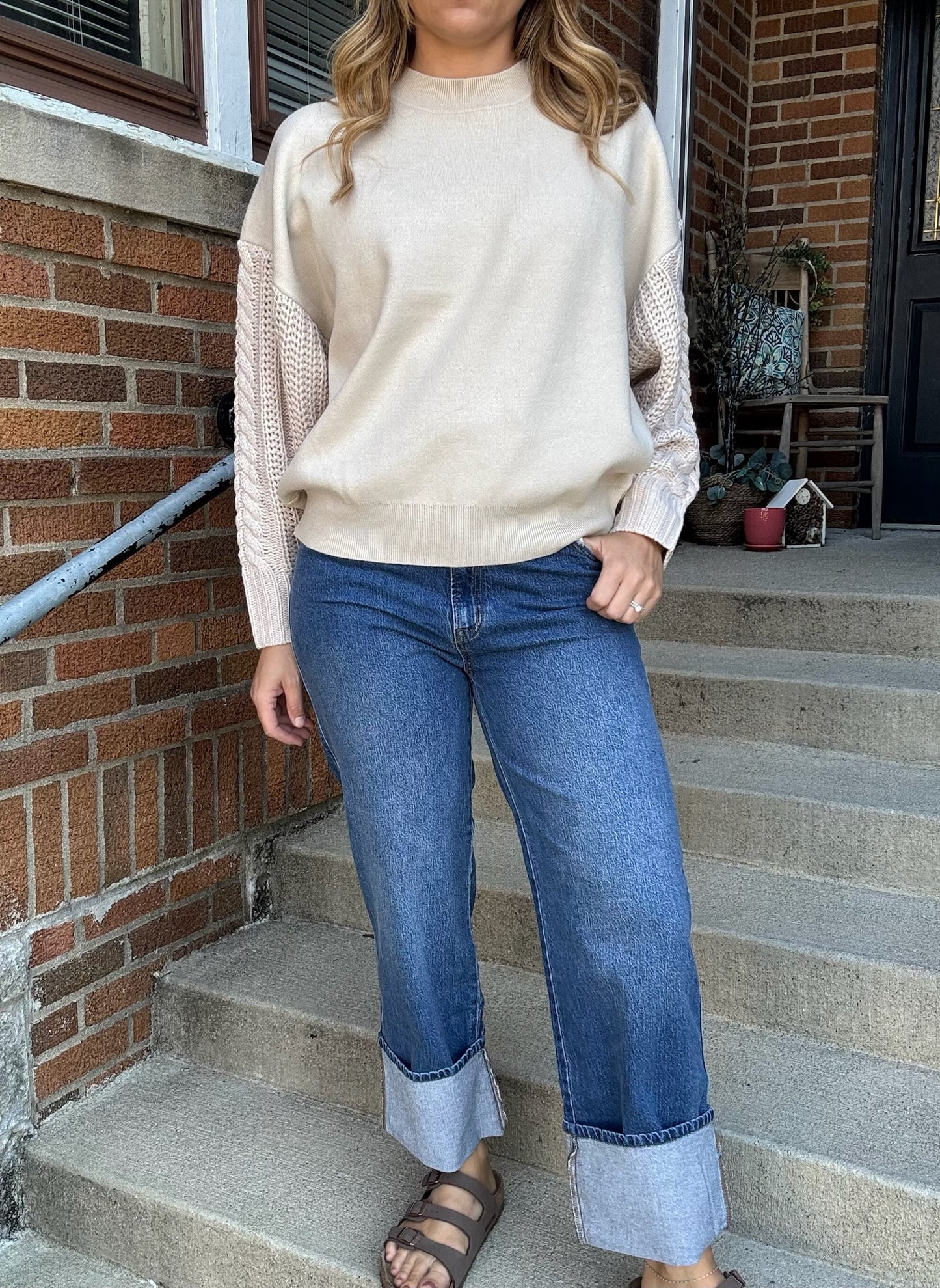 High Rise Cuffed Wide Leg Pant