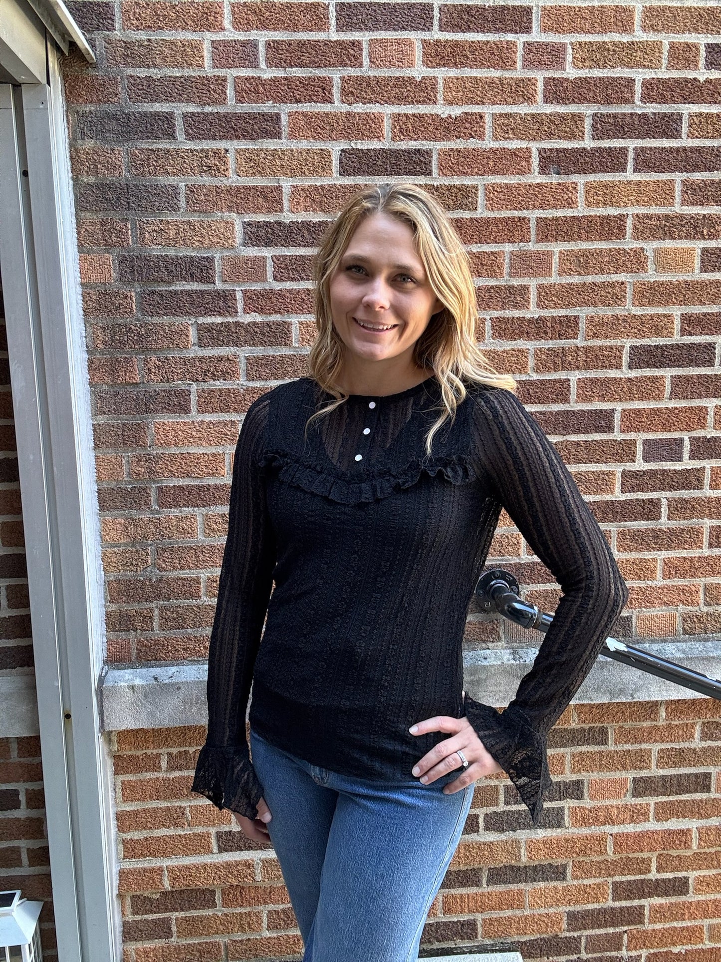 Stretch Lace Henley Top