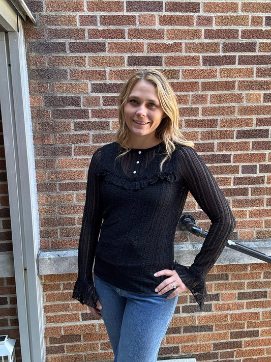 Stretch Lace Henley Top